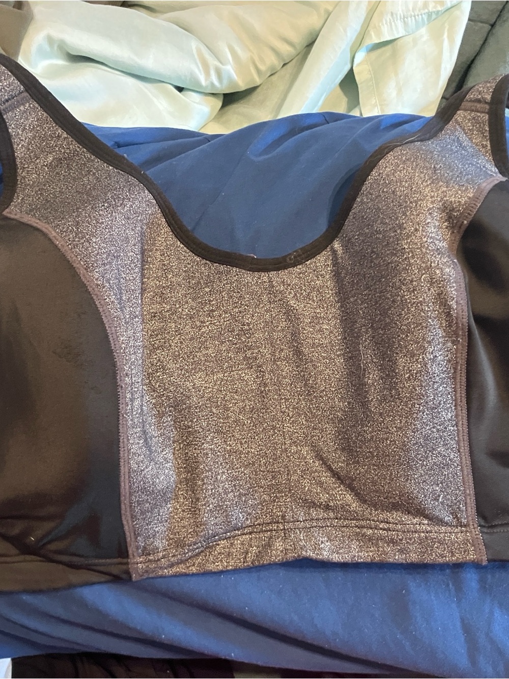 Cacique Metallic Silver and Black Support Sports Bra